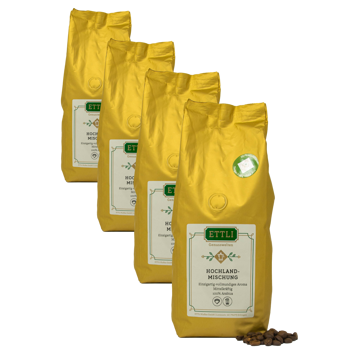 Caffè in grani - Miscela degli altipiani - 500g - Pack 4 × Chicchi Bustina 500 g