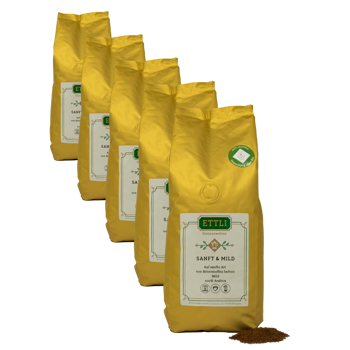 Caffè macinato - Liscia e leggera con caffeina - 250g - Pack 5 × Macinatura Espresso Bustina 250 g