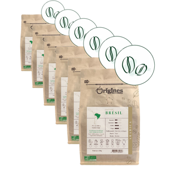 Caffè macinato - Brésil - 250g - Pack 6 × Macinatura Aeropress Bustina 250 g