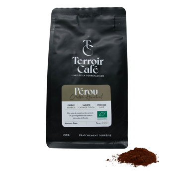 Terroir Café - Pérou Bio, Condor Huabal 1kg - Moulu Aeropress Pochette 1 kg