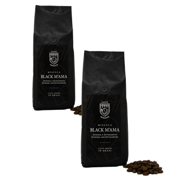 Caffé in grani - Black M'ama Caffè - 1 kg - Pack 2 × Chicchi Bustina 1 kg