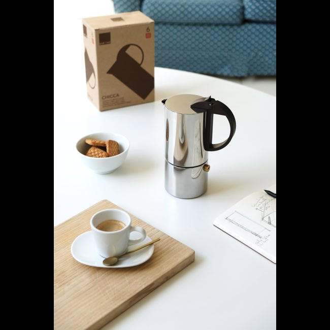 Foodesign Caffettiera Moka Cocca 3 Tazze, design moderno, per gas e  induzione, caldaia bi-materiale