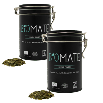 Biomaté Menthe Poivree Vrac En - 150 G - Pack 2 × Boîte métal 150 g