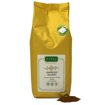 Gemahlener Kaffee - Espresso Milano - 1kg - Mahlgrad Moka Beutel 1 kg