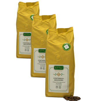 Caffè in grani - Miscela Guatemala - 500g - Pack 3 × Chicchi Bustina 500 g