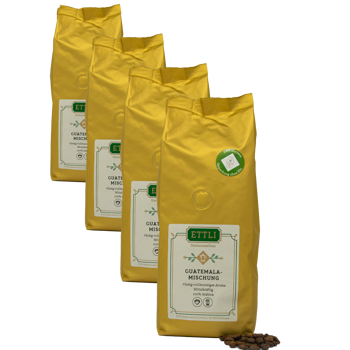 ETTLI Kaffee Café En Grains - Mélange Guatemala - 500G - Pack 4 × Grains Pochette 500 g