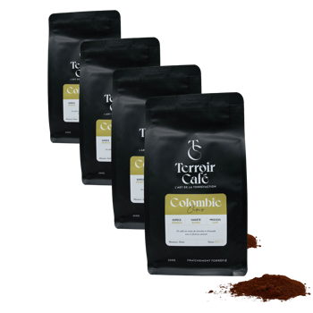 Terroir Café - Colombia, Huila Choco 250g - Pack 4 × Macinatura Espresso Bustina 250 g
