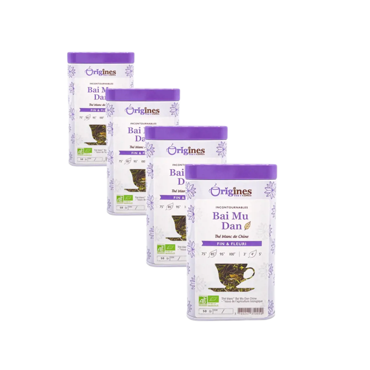 Weißer Tee Bio Metall-Box- Bai Mu Dan - China - 50g by Origines Tea&Coffee