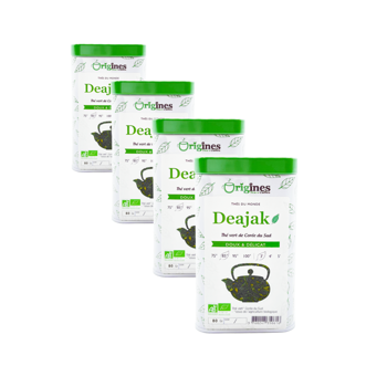 Grüntee Bio Metall-Box - Deajak Corée du Sud - 80g - Pack 4 × Metall-Box 80 g