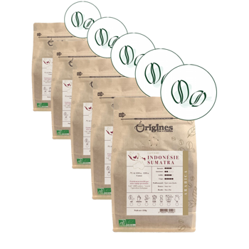 Caffè macinato - Indonésie Sumatra - 250g - Pack 5 × Macinatura Filtro Bustina 250 g