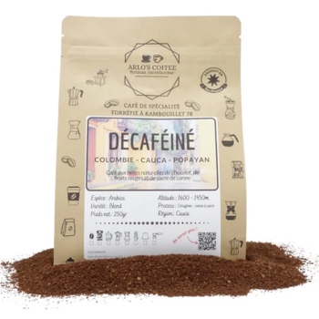 Arlo's Coffee - Colombie Deca Moulu Piston French Press- 250 G - Pack 2 × Moulu French press Pochette 250 g