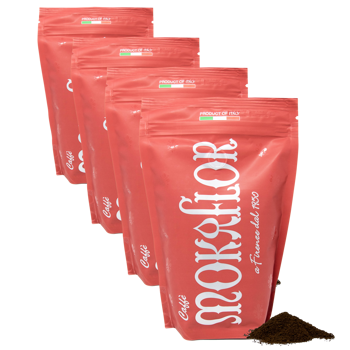 Rote Mischung 60/40 - Gemahlener Kaffee 250 g - Pack 4 × Mahlgrad Moka Beutel 250 g