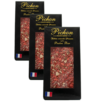 Pichon - Tablette Lyonnaise Tablette Chocolat Praline Rose Boite En Carton 110 G - Pack 3 × Boîte en carton 110 g