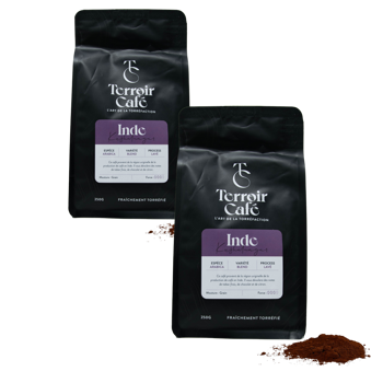 Gemahlener Kaffee - Indien, Kusha 1kg - Pack 2 × Mahlgrad Moka Beutel 1 kg