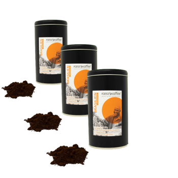 Brasile - Länderkaffee - Pack 3 × Macinatura Aeropress Scatola di metallo 500 g