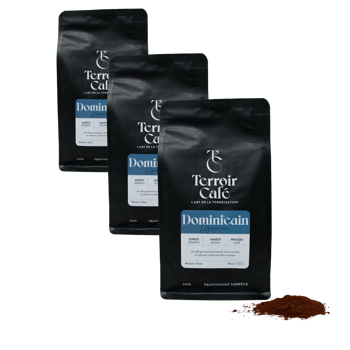 Gemahlener Kaffee - Dominikanische Republik, Iguana 250g - Pack 3 × Mahlgrad Espresso Beutel 250 g