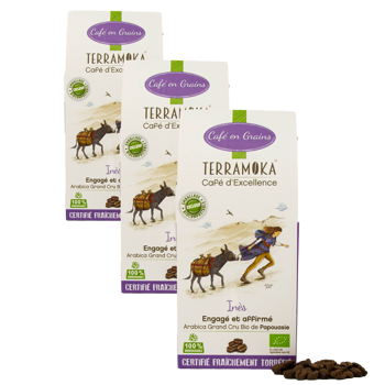 Terramoka Café En Grains - Inès - 200G - Pack 3 × Grains Boîte en carton 200 g