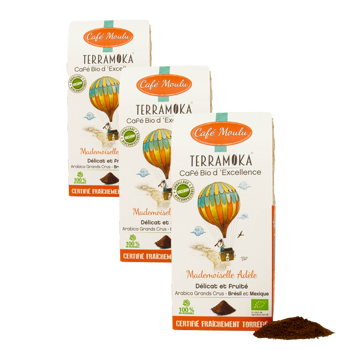 Terramoka Mademoiselle Adele 250G Moulu Filtre - 200 G - Pack 3 × Moulu Filtre Boîte en carton 250 g