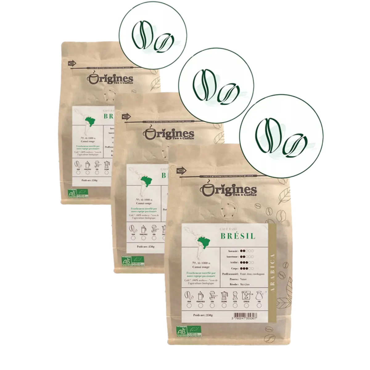 Origines Tea&CoffeeCafe Moulu Bresil 250G Moulu Espresso - 250 G by Origines Tea&Coffee