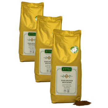 Gemahlener Kaffee - Karlsruher-Mischung - 250g - Pack 3 × Mahlgrad Moka Beutel 250 g