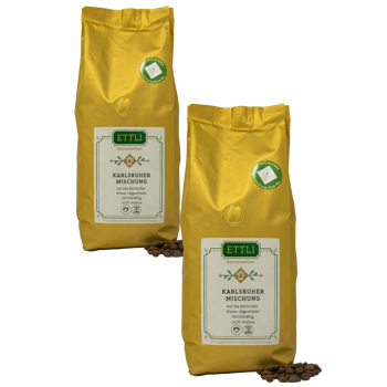 Kaffeebohnen - Karlsruher-Mischung - 500g - Pack 2 × Bohnen Beutel 500 g