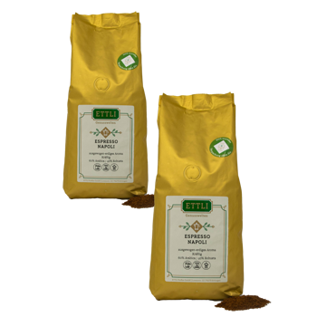 Gemahlener Kaffee - Espresso Napoli - 500g - Pack 2 × Mahlgrad Filter Beutel 500 g