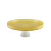 Gelbe Servierplatte auf Weißem Sockel 28cm - Zitrone by Aulica
