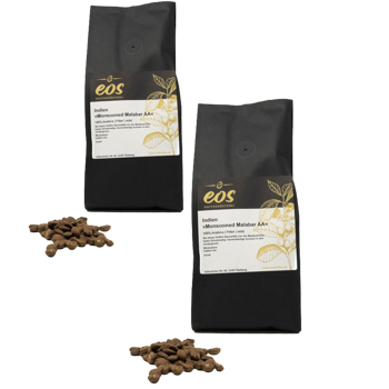 Cafe En Grain EOS Kaffeerösterei Indian Monsooned Malabar 1 Kg - Pack 2 × Grains Pochette 1 kg
