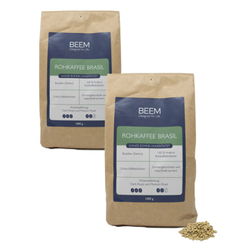 Beem Café En Grains Santos Vert 1Kg - Pack 2 × Grains Pochette 1 kg