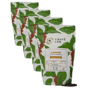 CaffèLab Café en grains - Café Caraïbes - Pack 4 × Grains Pochette 250 g