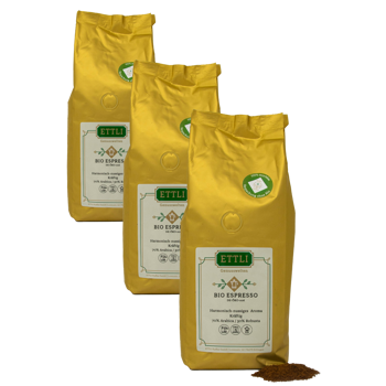 Caffè macinato - Bio Espresso - 500g - Pack 3 × Macinatura Espresso Bustina 500 g