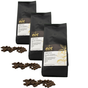 Cafe En Grain EOS Kaffeerösterei Caffe Crema 1 Kg - Pack 3 × Grains Pochette 1 kg