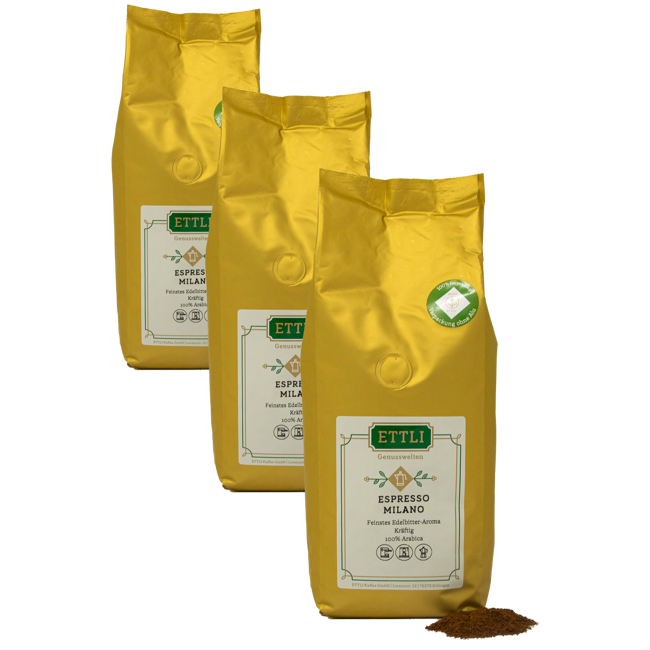 Ettli Kaffee Cafe Moulu Espresso Milano 500G Moulu Moka - 500 G by ETTLI Kaffee