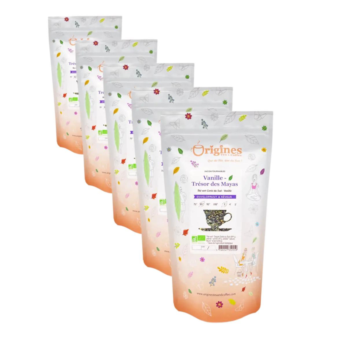 Té Verde Bio in busta - Vanille Trésor des Mayas Corée du Sud - 100g by Origines Tea&Coffee