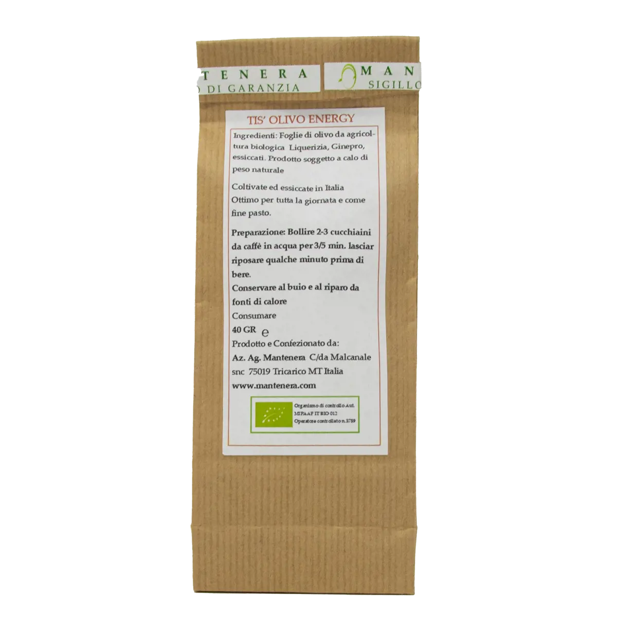 Secondo immagine del prodotto Tis'Olivo Energy Sacchetto by Azienda Agricola Mantenera