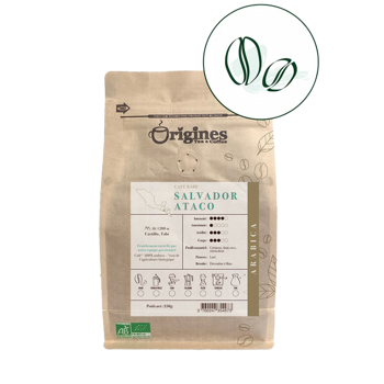 Origines Tea&Coffee Cafè En Grains - Salvador Ataco - 250G - Pack 2 × Grains Pochette 250 g