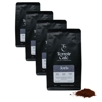 Terroir Café - Assortimento di caffè per torrefattori, Joris 250g - Pack 4 × Macinatura Espresso Bustina 250 g