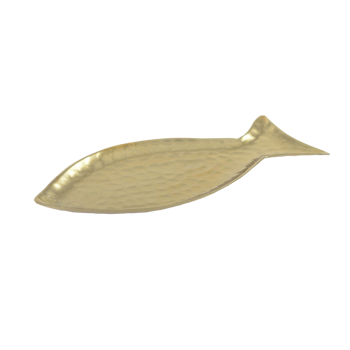 Piatto design pesce in alluminio martellato dorato 19,5 cm - 