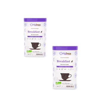 Origines Tea&Coffee The Noir Bio En - English Breakfast Ceylan Et Inde 100G Canette 100 G - Pack 2 × Boîte métal 100 g