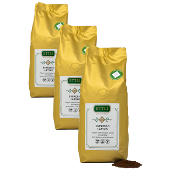 Gemahlener Kaffee - Espresso Latino - 250g - Pack 3 × Mahlgrad Filter Beutel 250 g