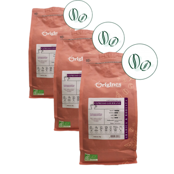 Caffè in grani - L'expresso Gourmand - 1kg - Pack 3 × Chicchi Bustina 1 kg