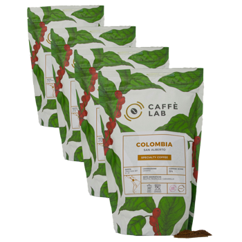 Café En Grain CaffèLab Cafe Colombie San Alberto - 250 G - Pack 4 × Grains Pochette 250 g