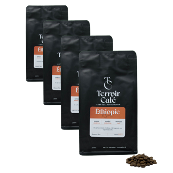 Kaffeebohnen - Äthiopien, Nyala 250g - Pack 4 × Bohnen Beutel 250 g