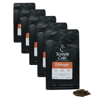 Kaffeebohnen - Äthiopien, Nyala 250g - Pack 5 × Bohnen Beutel 250 g
