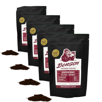 Benson Cafe Moulu Hell Yeah Espresso 250G Moulu Moka - 250 G - Pack 4 × Moulu Moka Pochette 250 g