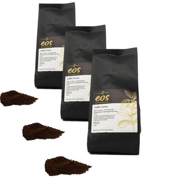 EOS Kaffeerösterei Caffe Crema Moulu Filtre- 1 Kg - Pack 3 × Moulu Filtre Pochette 1 kg