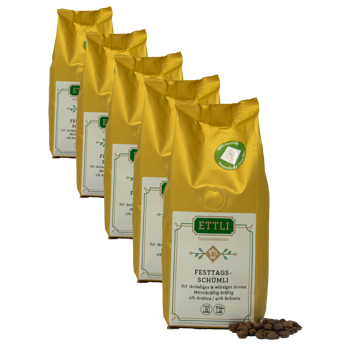 Café en grains - Schümli de fête - 250g - Pack 5 × Grains Pochette 250 g