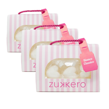 Zollette cuore con zucchero bianco box 60 gr - Pack 3 × Scatola di cartone 60 g