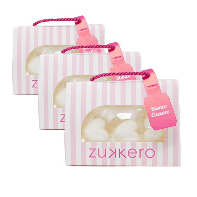 Zollette cuore con zucchero bianco box 60 gr by Zukkero