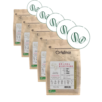 Caffè macinato - Rwanda Rubyiniro - 250g - Pack 5 × Macinatura Aeropress Bustina 250 g